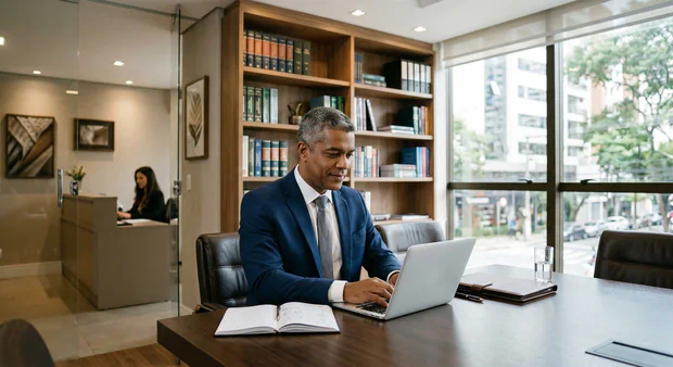 Empresário em escritório de contabilidade ou advocacia em Belo Horizonte